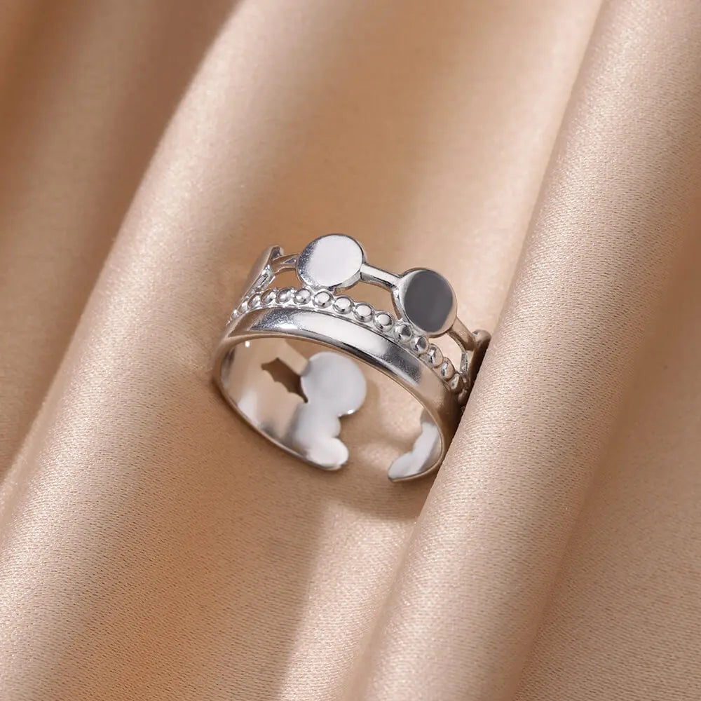 Gold Color Stainless Steel Heart Shape Open Ring For Women Non-Discoloration Fashion Exquisite Aesthetic Romantic Couple Jewelry