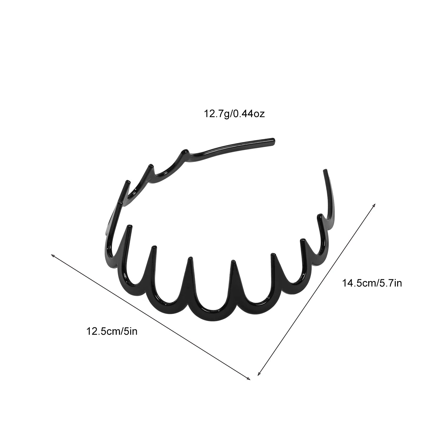 3 Pcs Black Wavy with Comb Headbands,Non-Slip Fashion Zigzag Head Bands,Hair Accessory for Women Girls