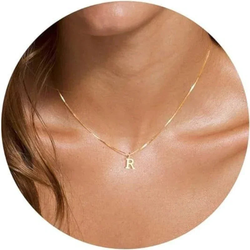 Initial Necklace Letter Pendant Chamrs Stainless Steel Necklace Jewelry Women's Necklace Box Chain Choker Woman Trend 2024 Gift