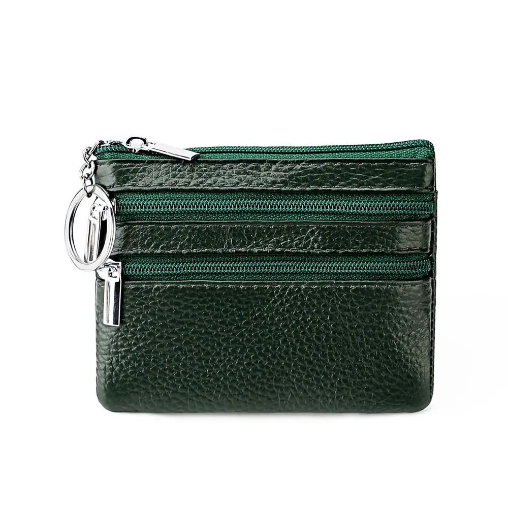 PU Leather Money Coin Purse 2024 New with Key Ring Waterproof Pocket Purse Zipper Wear-resistant Credit Card Holoder Male