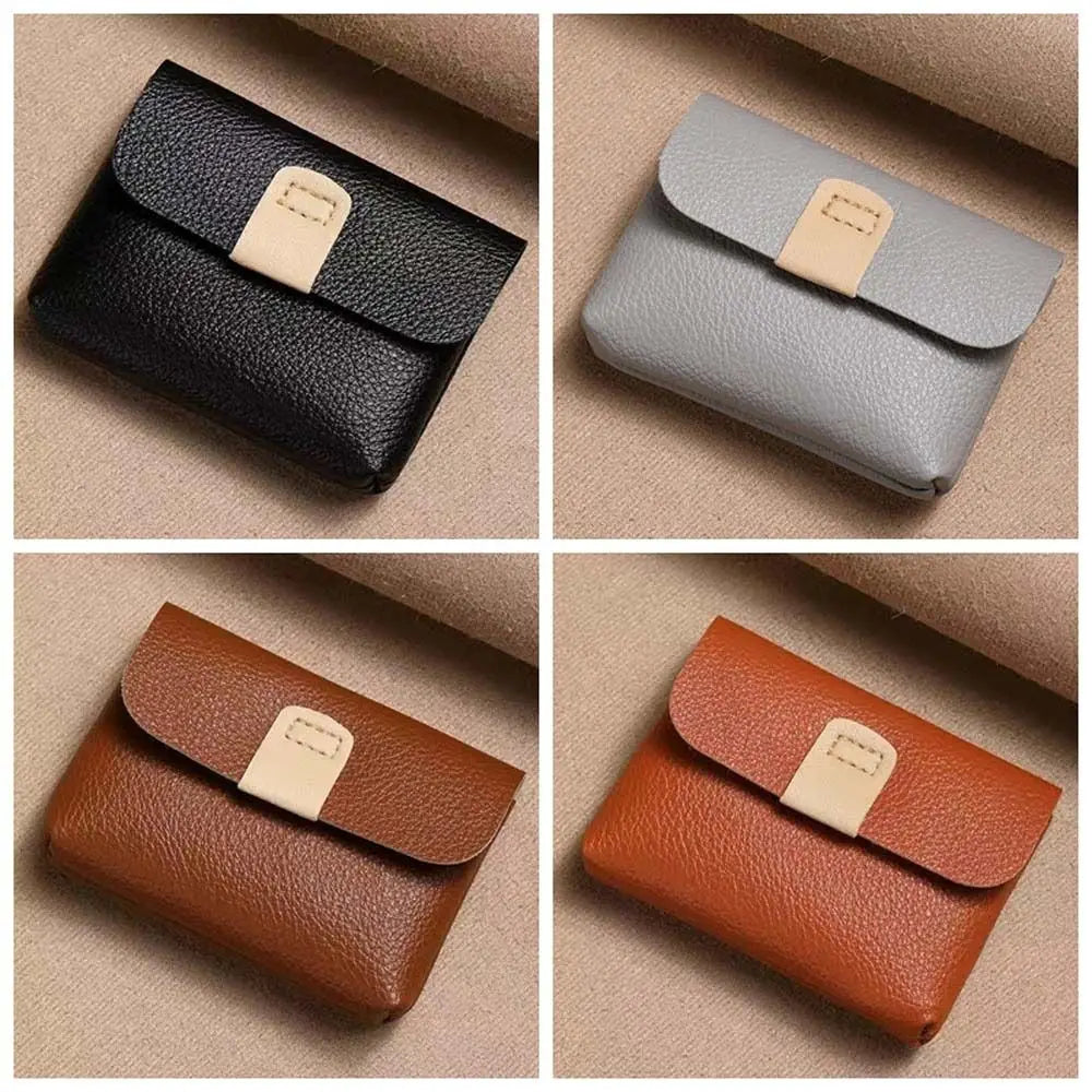 Waterproof Short Coin Purse Large Capacity Korean Style ID Credit Card Holder Solid Color Money Bag Small Leather Wallet Travel