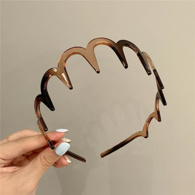 Korean Women Hair Comb Headband Plastic U Shape Hair Hoops Fixed Teeth Non-Slip Fluffy Top Hair Bands Headwear Hair Accessories