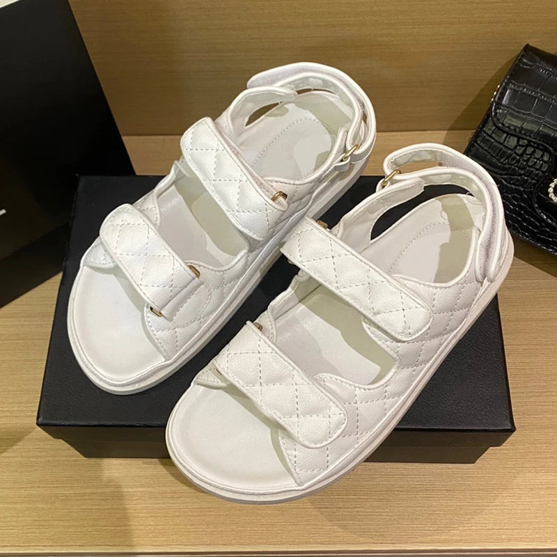 2025 High Quality Summer Fashion Leather Women's Sandals Female Flats for Women's Rome Platform Sandals for Women 34-41
