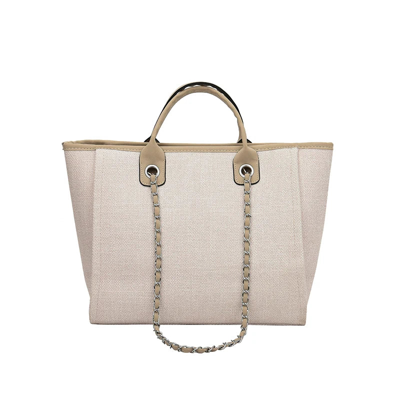 Fashion Simple Handbags Canvas Chain Bag Casual Large Capacity Chain Zipper Women's Shoulder Bag Tote Bag For Commute Shopping
