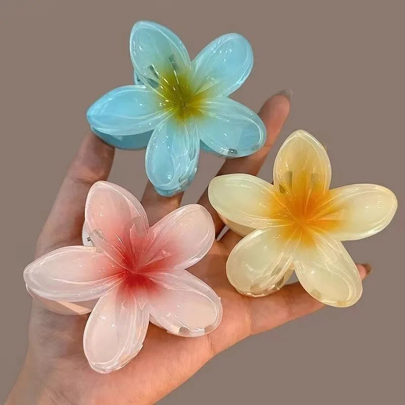 2/4PCS Fashion Women Flower Hair Clips Vacation Bohemia Egg Flower Shark Clips Barrettes Girls Large Hairpins Hair Accessories