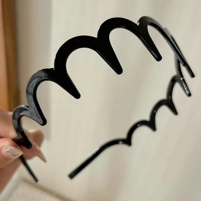 2/1PCS Fashion Wave Headbands for Women Solid Color Toothed Non-slip Hair Bands Girl Face Wash Sports Hairbands Hair Accessories