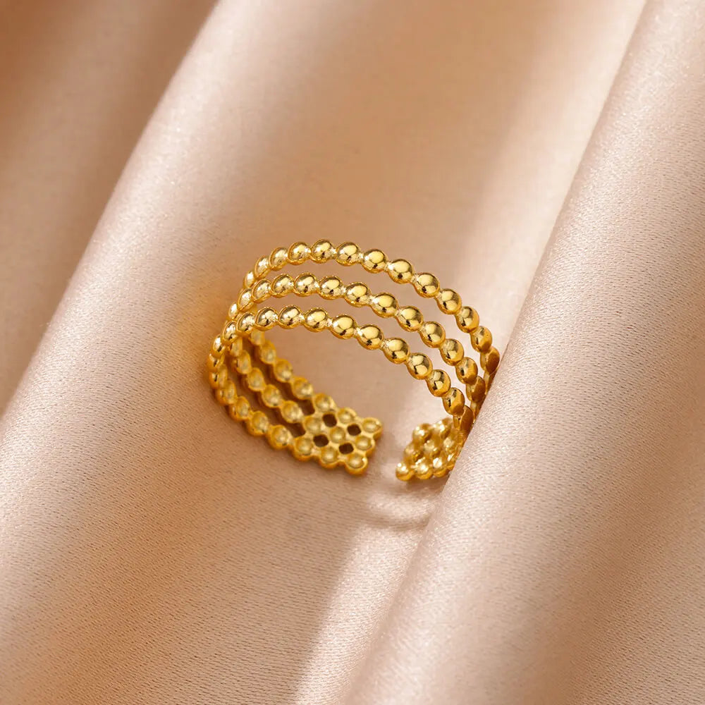 Gold Color Stainless Steel Heart Shape Open Ring For Women Non-Discoloration Fashion Exquisite Aesthetic Romantic Couple Jewelry