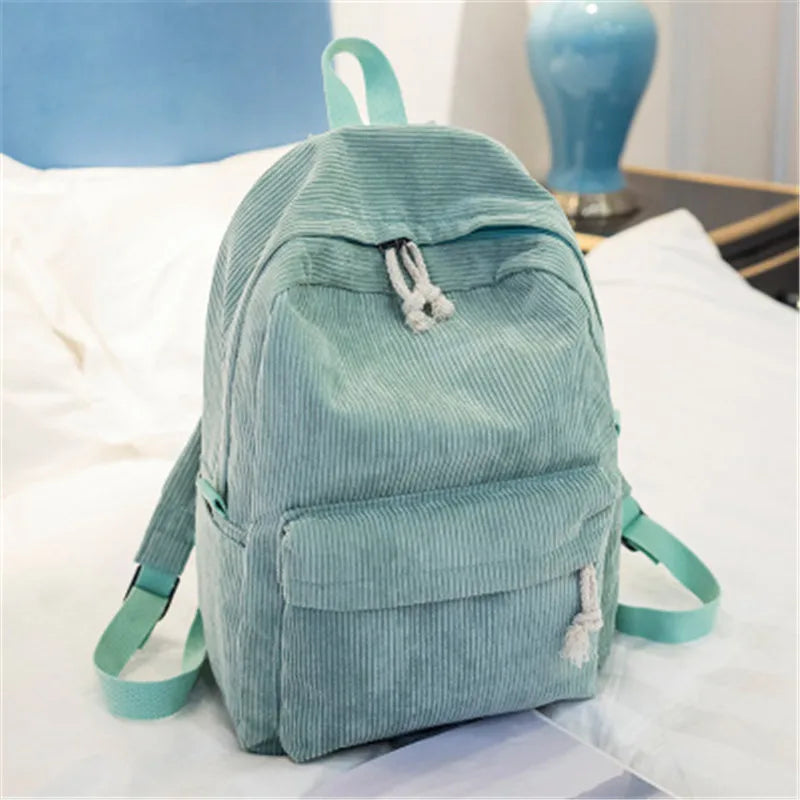 Personalized Corduroy Women Schoolbag Backpack Training Anti-theft Shoulder Bag For Teenager Knapsack Unisex Classic Campus Port