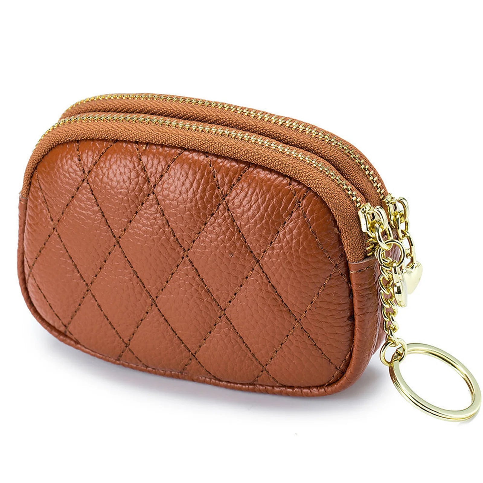 New Brand Coin Purse Key Ring Pendant Storage Bag Double Zipper Large Capacity  Multi-card Slots Card Holder For Women Girls