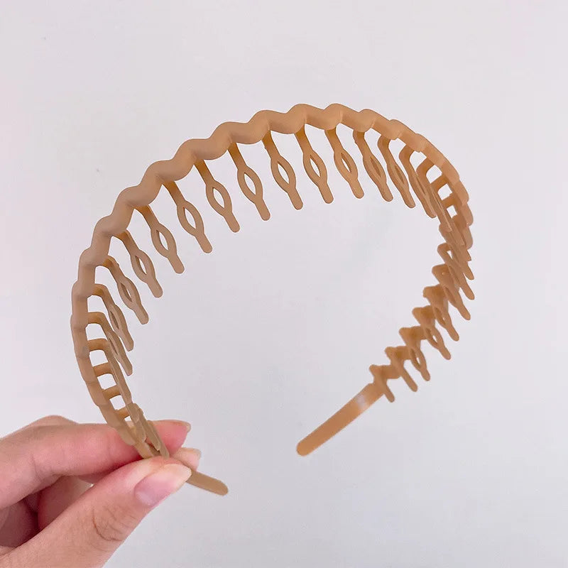 Elegant Solid Color Wave Hairbands For Women Trendy Toothed Non-slip Hair Combs Hair Accessories Girl Face Wash Sports Headbands