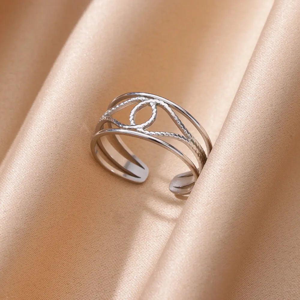 Gold Color Stainless Steel Heart Shape Open Ring For Women Non-Discoloration Fashion Exquisite Aesthetic Romantic Couple Jewelry