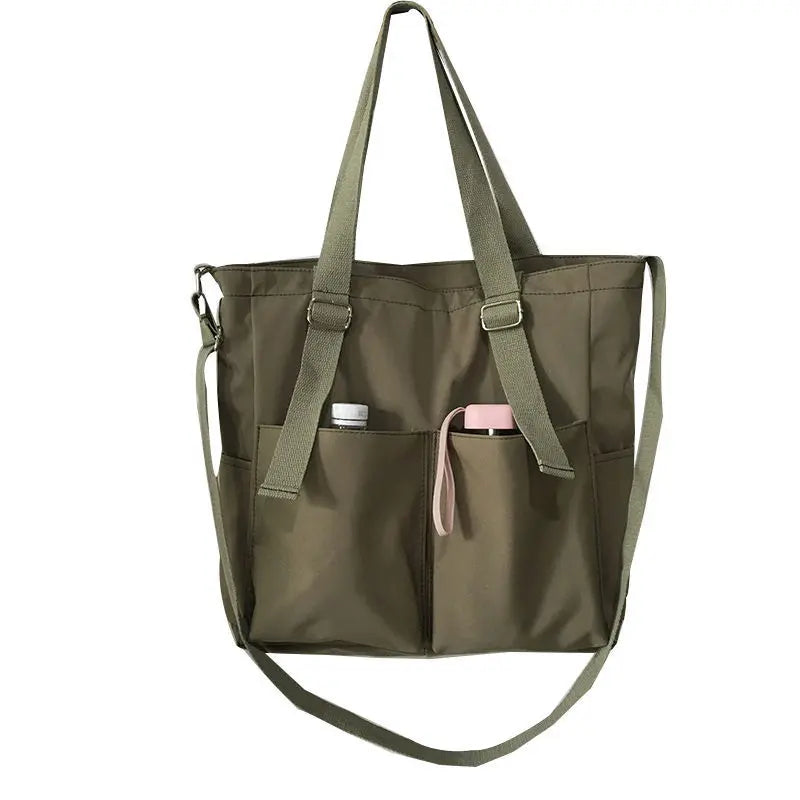 Waterproof Bag Large Capacity Canvas Bag Female Messenger Korean Student Harajuku Japanese One-shoulder Large Bag Tote Bag