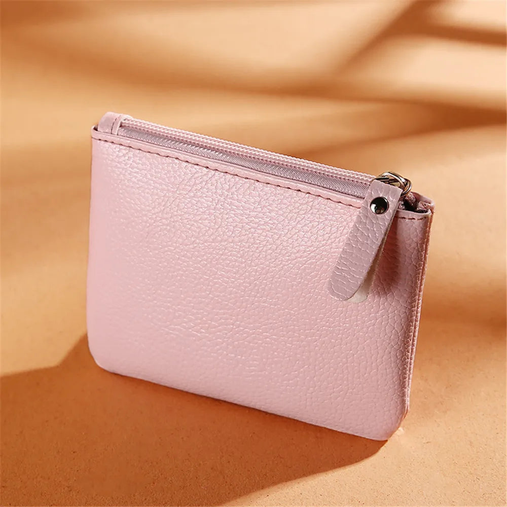 2024 New Zipper Small Coin Money Wallet Men Women Card Case Key Case Fashion Ladies Coin Purse Classic Lychee Pattern PU Leather