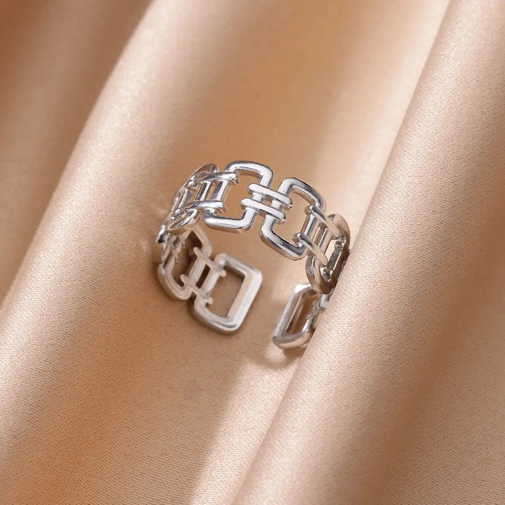 Gold Color Stainless Steel Heart Shape Open Ring For Women Non-Discoloration Fashion Exquisite Aesthetic Romantic Couple Jewelry