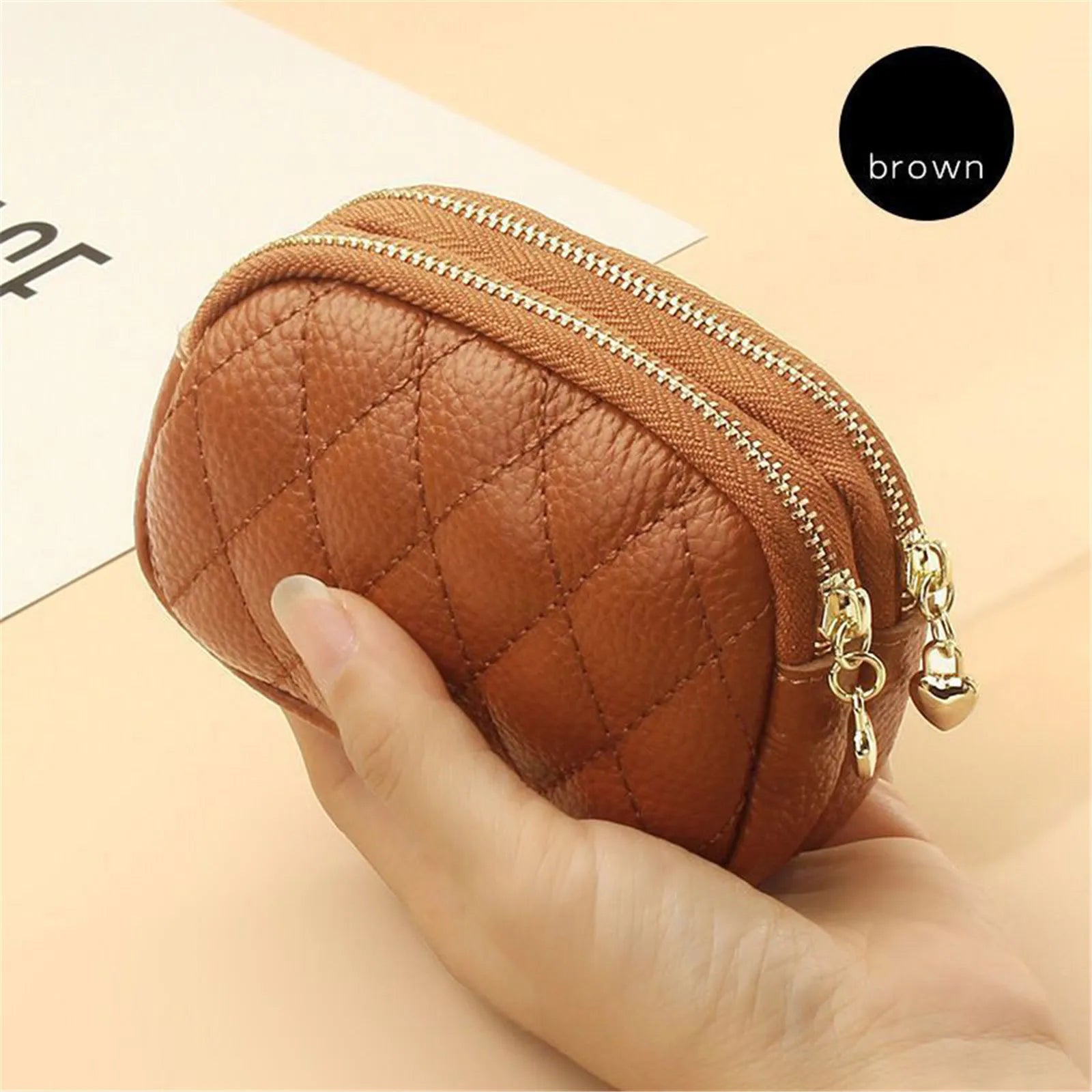 New Brand Coin Purse Key Ring Pendant Storage Bag Double Zipper Large Capacity  Multi-card Slots Card Holder For Women Girls