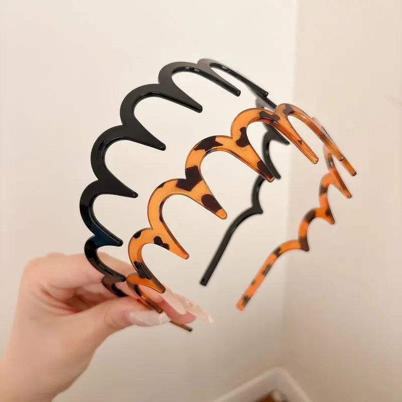 2/1PCS Fashion Wave Headbands for Women Solid Color Toothed Non-slip Hair Bands Girl Face Wash Sports Hairbands Hair Accessories