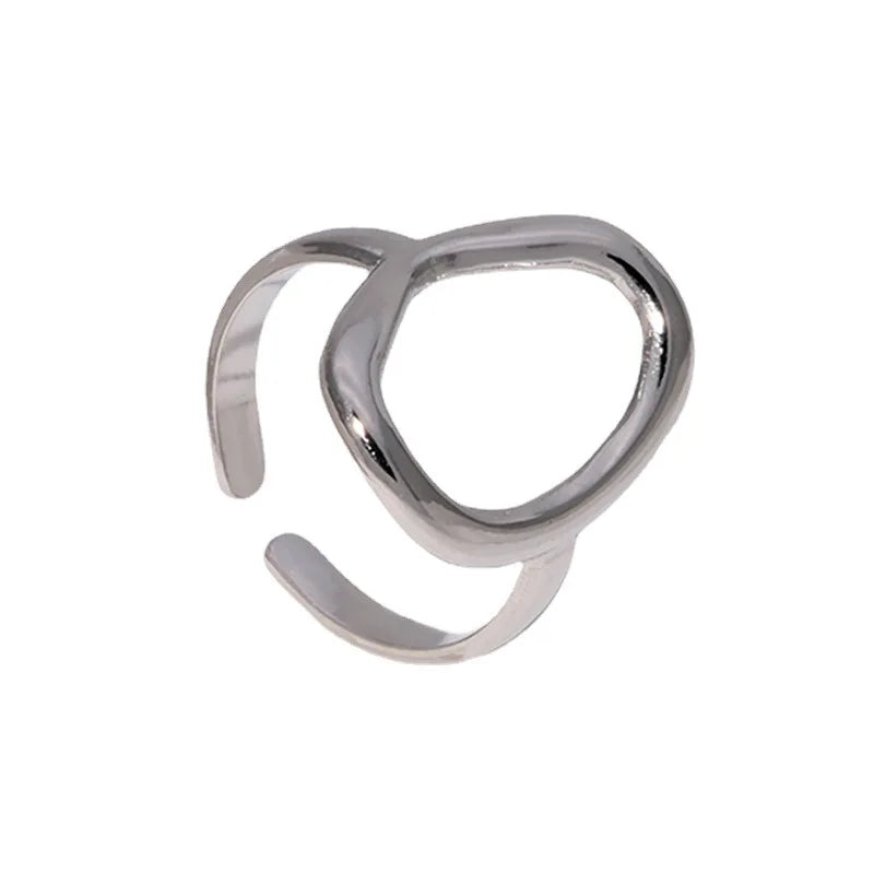 Stainless Steel Rings For Women Hollow Out Gold Color Temperament Personality Fashion Female Trendy Resizable Opening Rings
