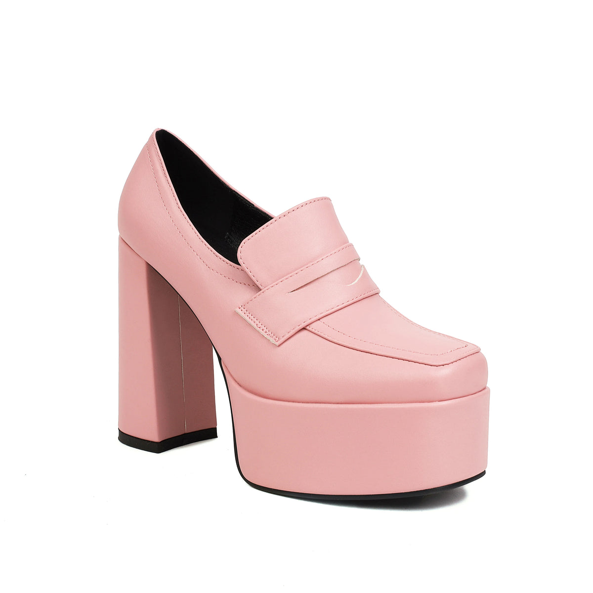 EAGSITY Black Pumps platform women high heel pumps shoes chunky heel loafer comfort office lady party shoes cosplay