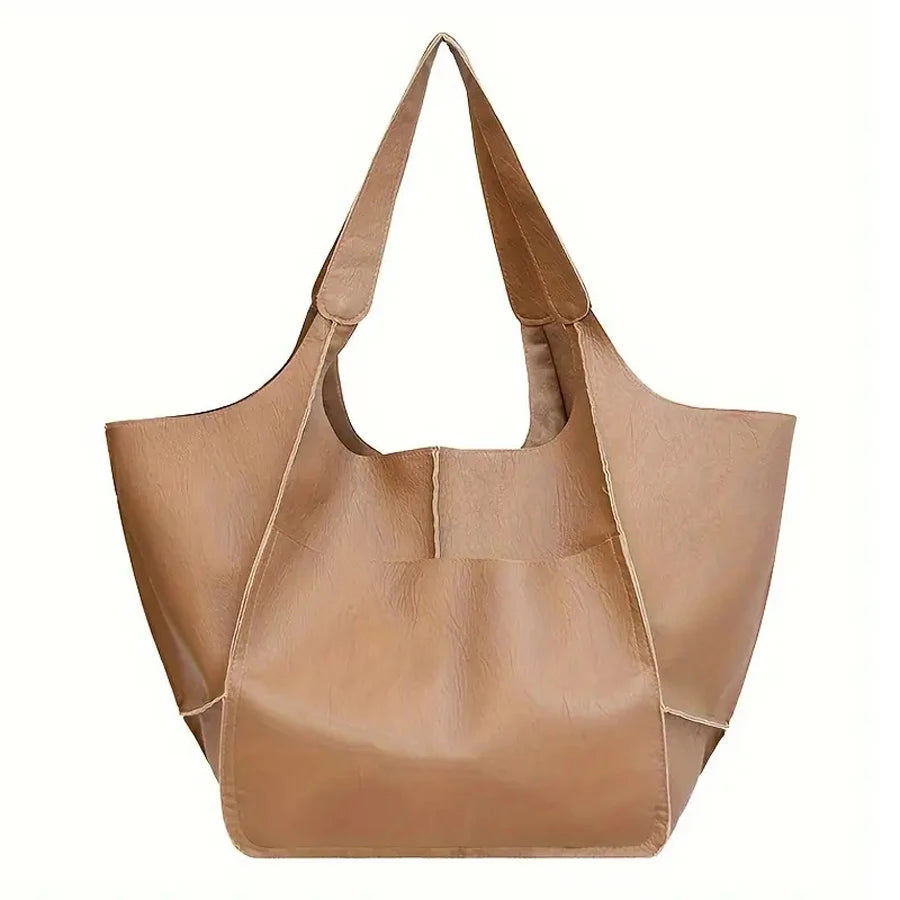 Fashionable and minimalist large bag with soft leather and large capacity shopping bag for women, one shoulder hand-held large b