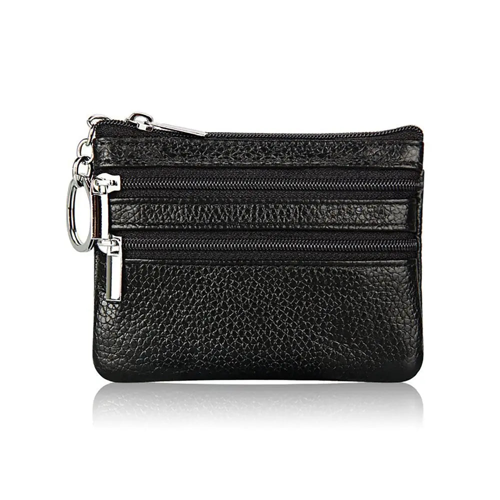 PU Leather Money Coin Purse 2024 New with Key Ring Waterproof Pocket Purse Zipper Wear-resistant Credit Card Holoder Male