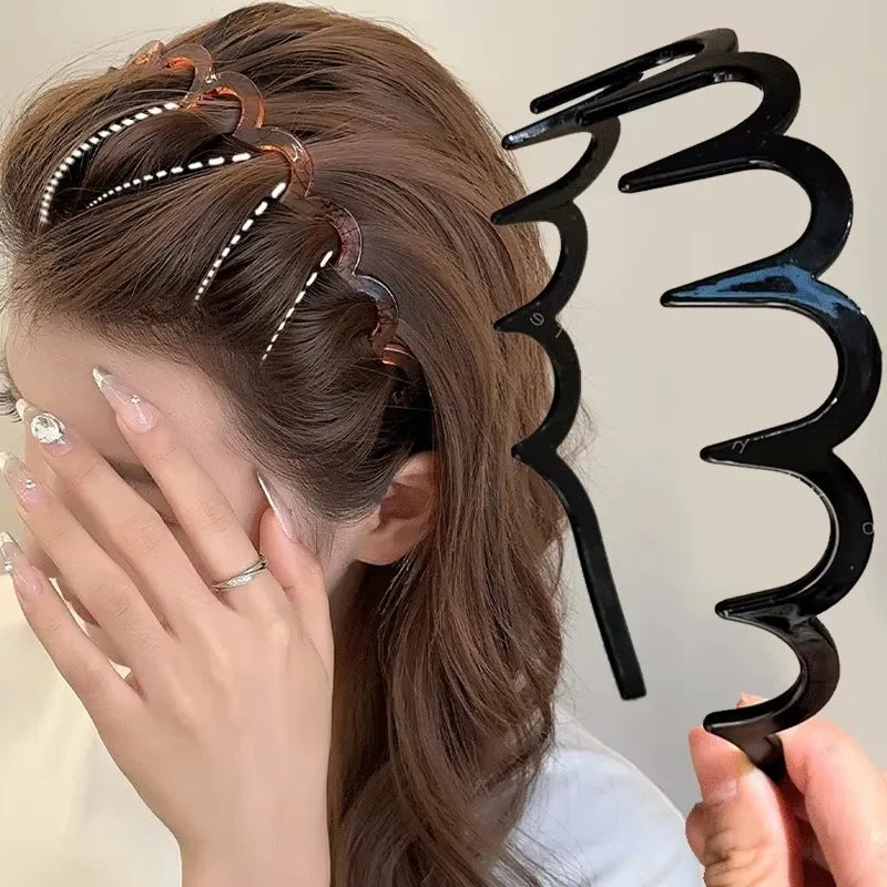 2/1PCS Fashion Wave Headbands for Women Solid Color Toothed Non-slip Hair Bands Girl Face Wash Sports Hairbands Hair Accessories