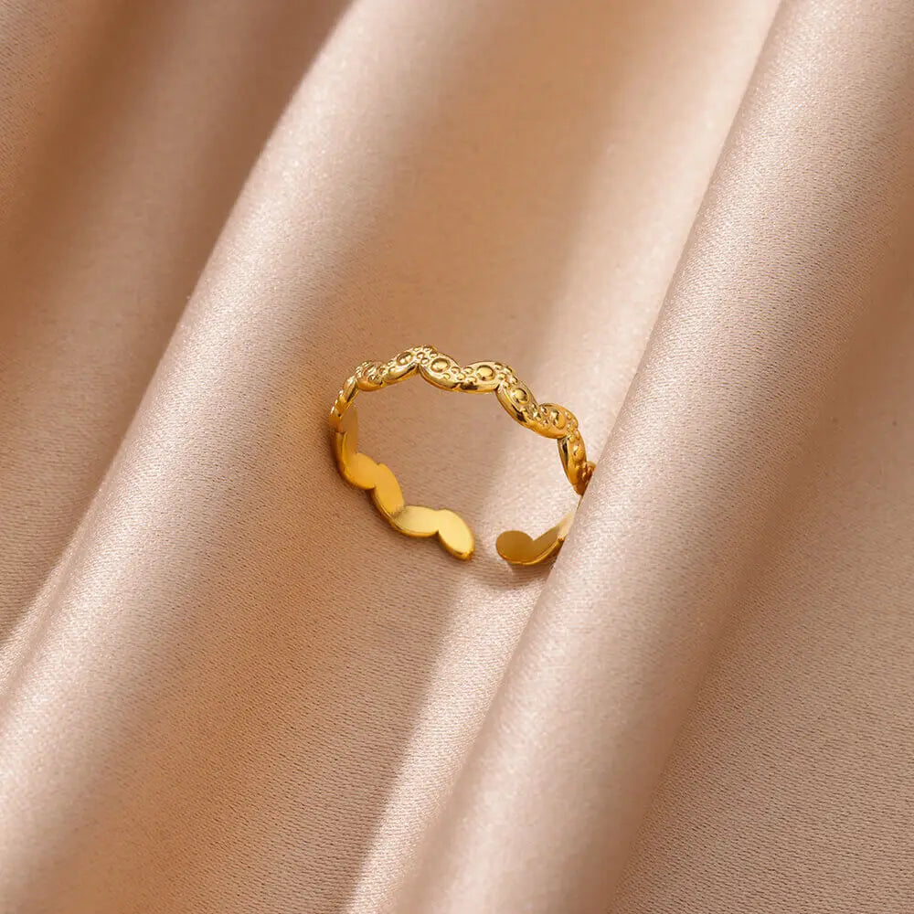 Gold Color Stainless Steel Heart Shape Open Ring For Women Non-Discoloration Fashion Exquisite Aesthetic Romantic Couple Jewelry