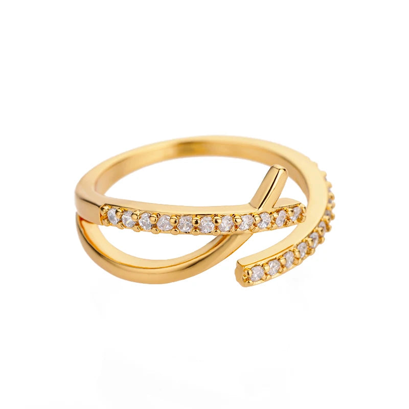 Lightning Rings For Women Stainless Steel Gold Plated Finger Ring 2023 Trend Zirconia Wedding Aesthetic Jewelry anillos mujer