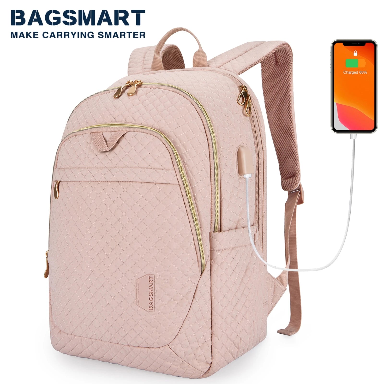 BAGSMART Men's Backpack Anti-theft Large Waterproof Women School Bags Travel Bussiness Laptop Backpacks with USB Charging Port