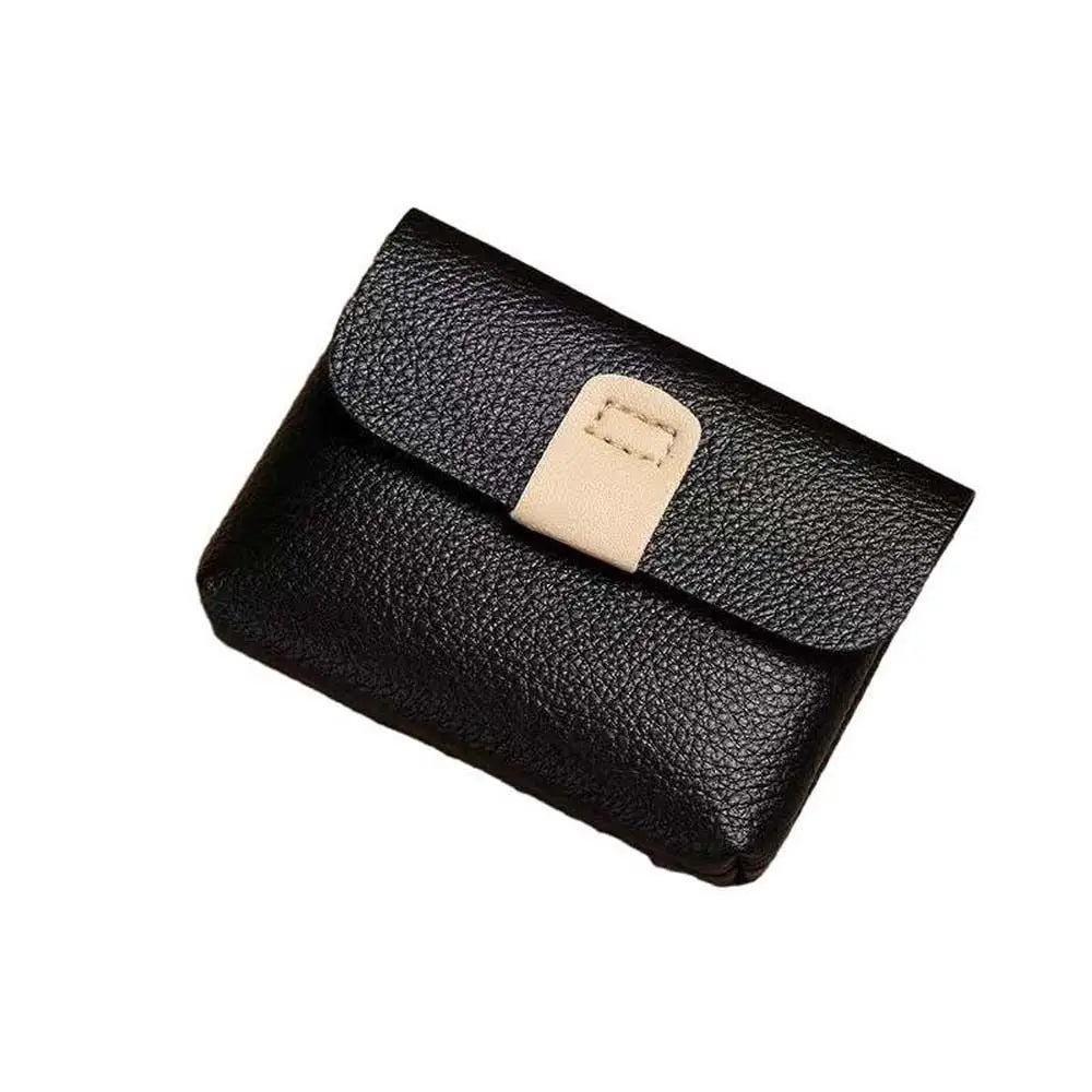 Waterproof Short Coin Purse Large Capacity Korean Style ID Credit Card Holder Solid Color Money Bag Small Leather Wallet Travel