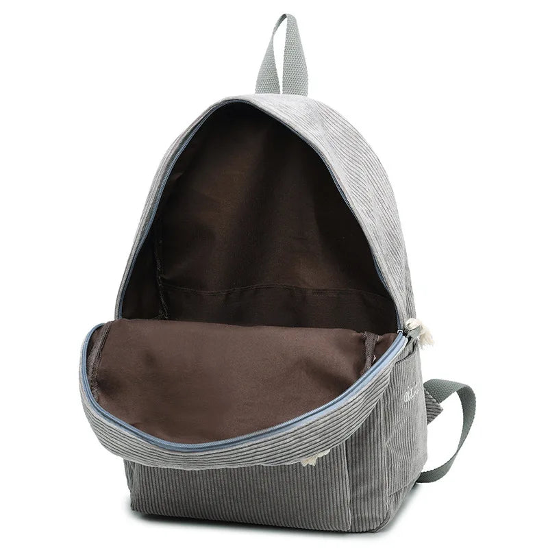 Personalized Corduroy Women Schoolbag Backpack Training Anti-theft Shoulder Bag For Teenager Knapsack Unisex Classic Campus Port
