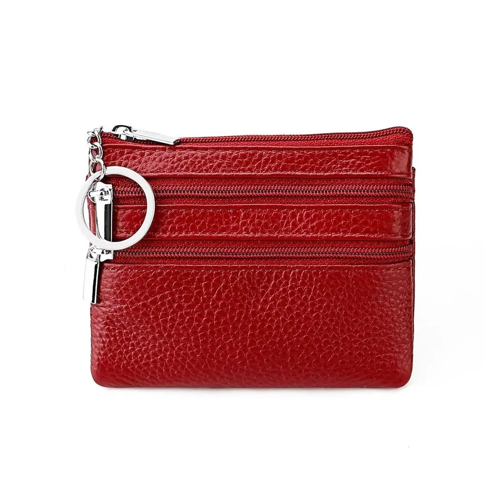 PU Leather Money Coin Purse 2024 New with Key Ring Waterproof Pocket Purse Zipper Wear-resistant Credit Card Holoder Male
