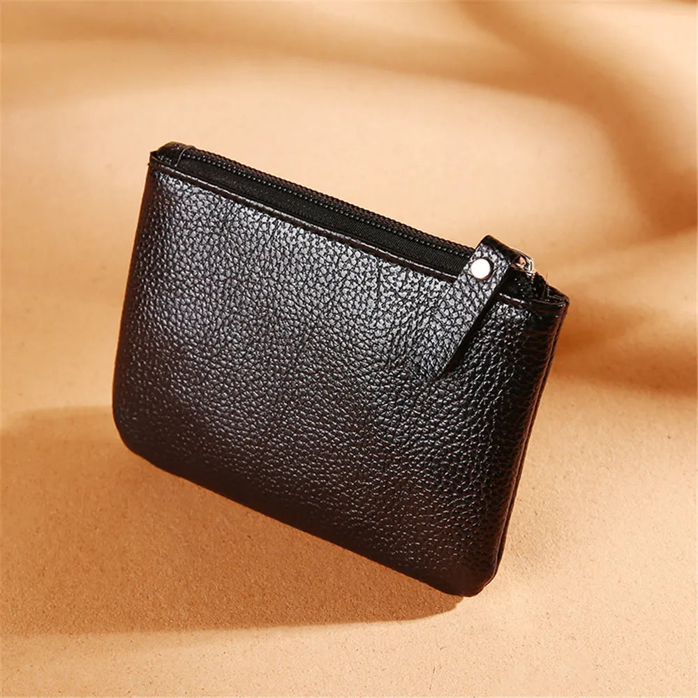2024 New Zipper Small Coin Money Wallet Men Women Card Case Key Case Fashion Ladies Coin Purse Classic Lychee Pattern PU Leather