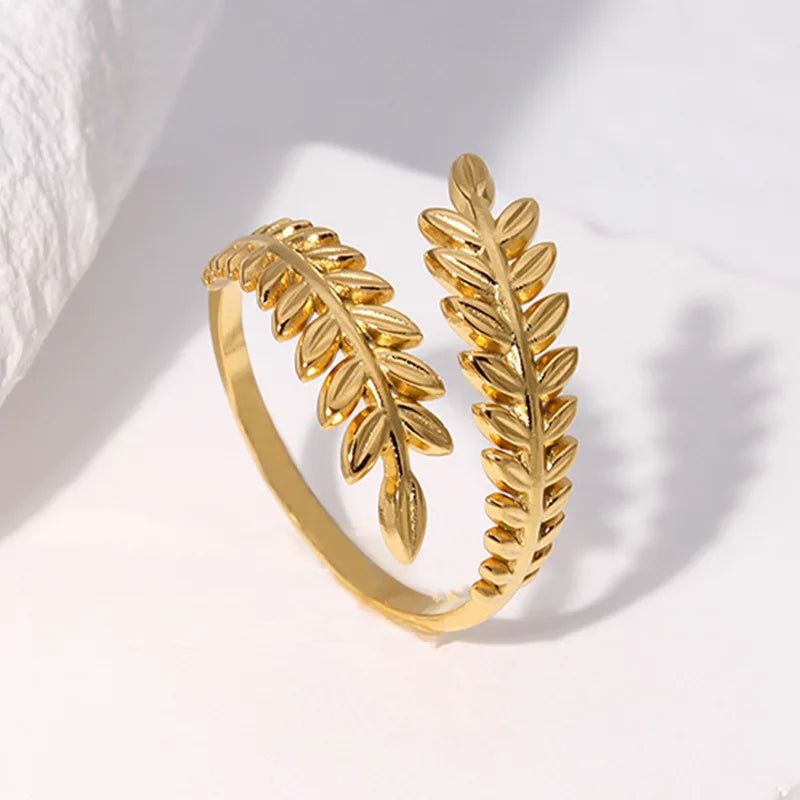 Stainless Steel Rings For Women Hollow Out Gold Color Temperament Personality Fashion Female Trendy Resizable Opening Rings