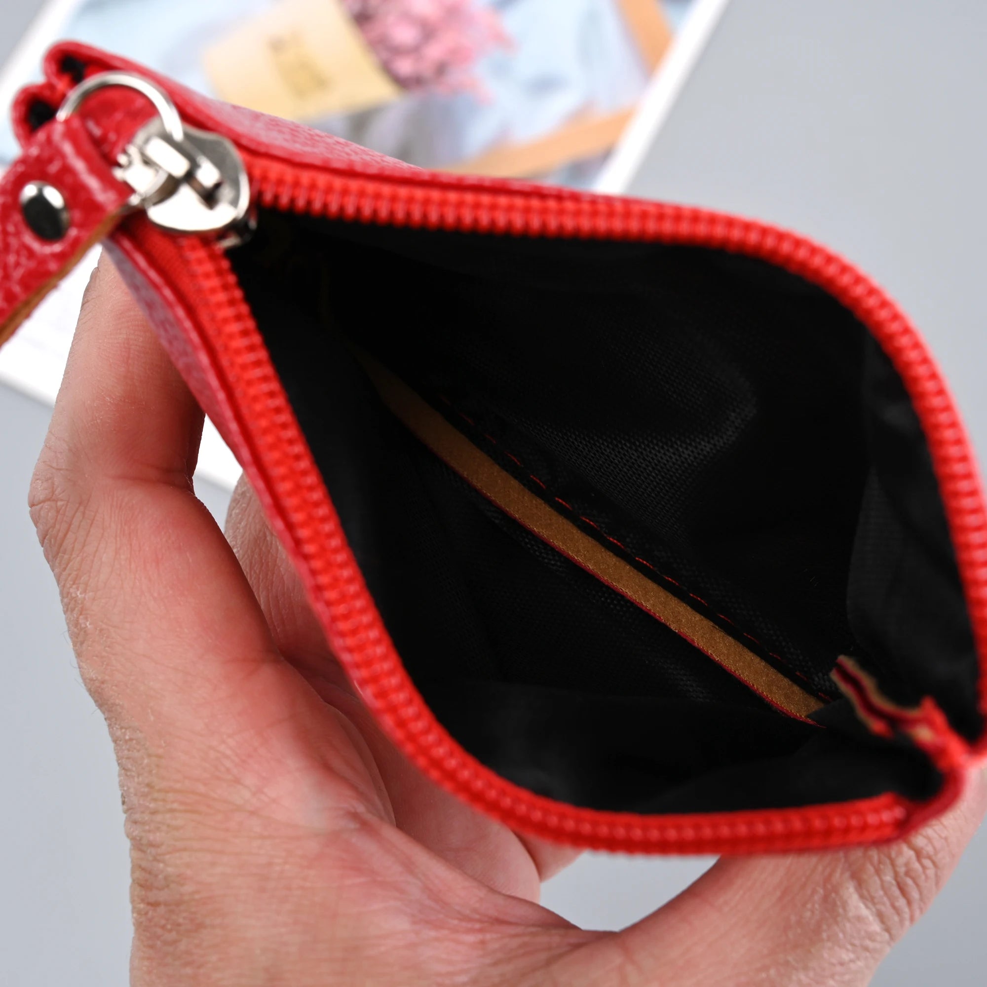 2024 New Zipper Small Coin Money Wallet Men Women Card Case Key Case Fashion Ladies Coin Purse Classic Lychee Pattern PU Leather