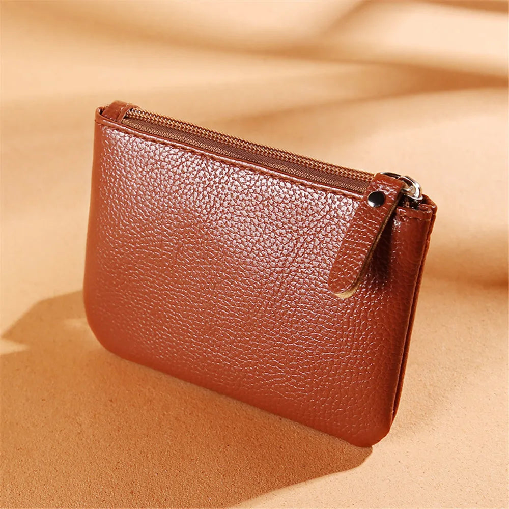 2024 New Zipper Small Coin Money Wallet Men Women Card Case Key Case Fashion Ladies Coin Purse Classic Lychee Pattern PU Leather
