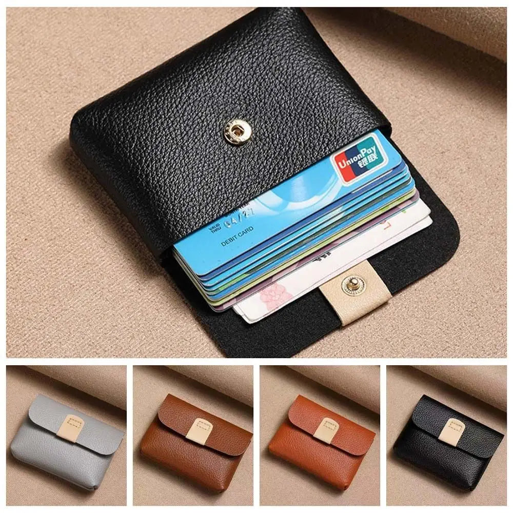 Waterproof Short Coin Purse Large Capacity Korean Style ID Credit Card Holder Solid Color Money Bag Small Leather Wallet Travel
