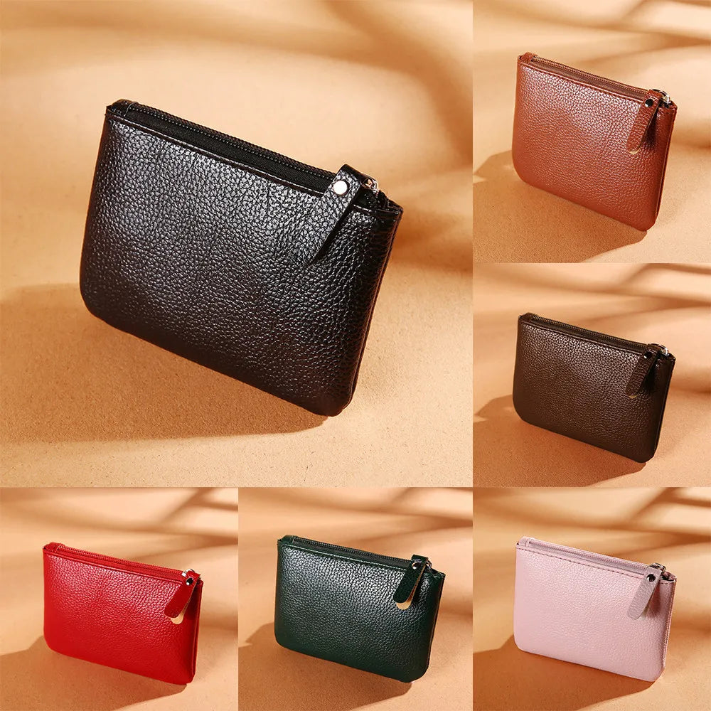2024 New Zipper Small Coin Money Wallet Men Women Card Case Key Case Fashion Ladies Coin Purse Classic Lychee Pattern PU Leather
