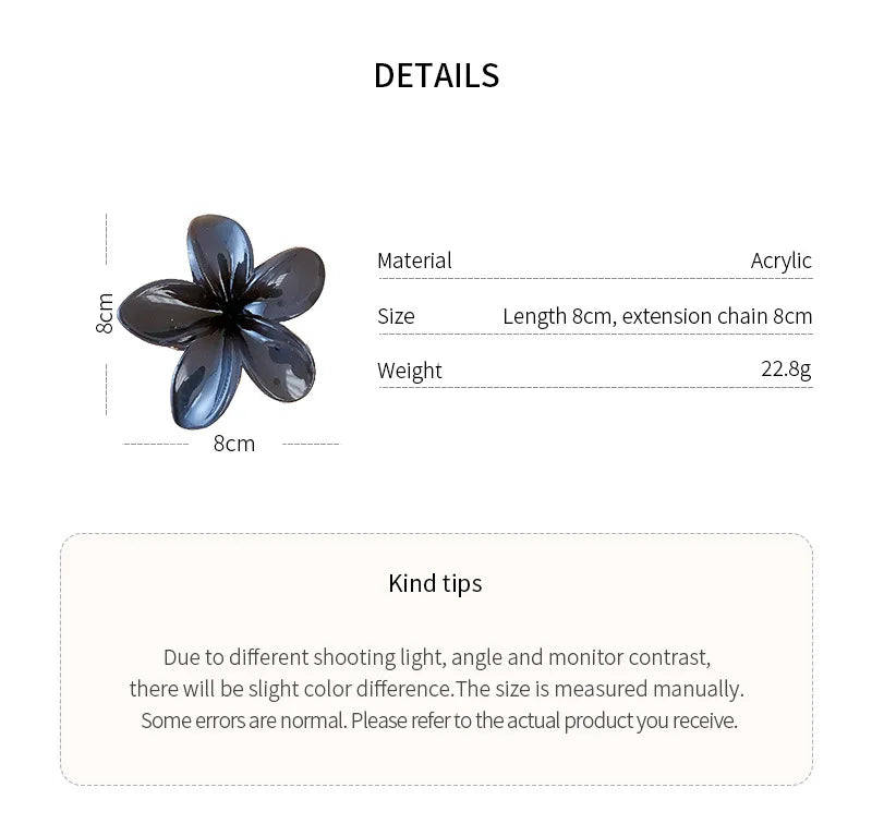 Gradient Cubic Plumeria Hair Claws for Women Hairpin Ins Style High Ponytail Holder Barrette Sweet Shark Clips Party Accessories