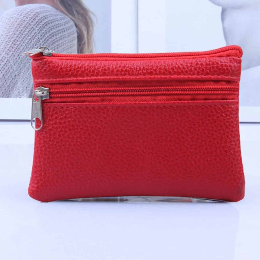 New PU Leather Coin Purse Female Wallets Women Zipper Coin Purses Children Storage Card Holder Bags Solid Color Mini Pouch