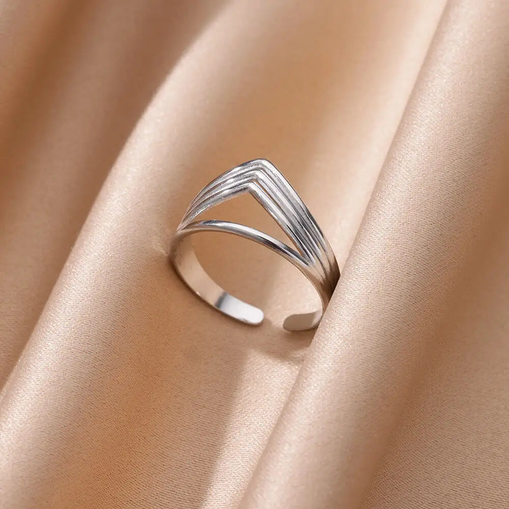 Gold Color Stainless Steel Heart Shape Open Ring For Women Non-Discoloration Fashion Exquisite Aesthetic Romantic Couple Jewelry