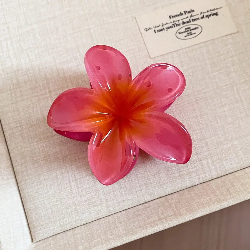 Gradient Cubic Plumeria Hair Claws for Women Hairpin Ins Style High Ponytail Holder Barrette Sweet Shark Clips Party Accessories