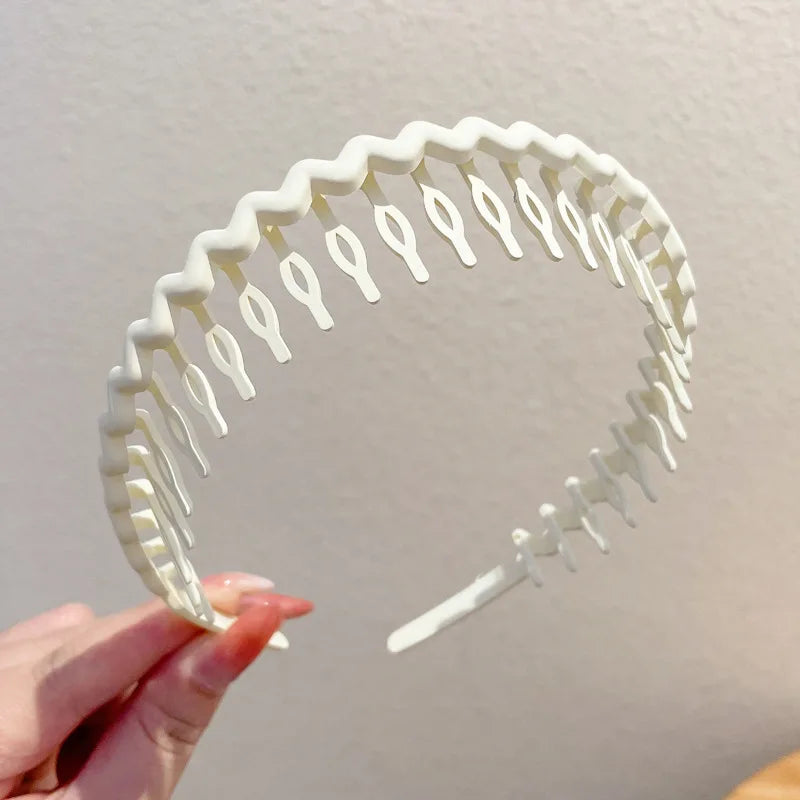 Elegant Solid Color Wave Hairbands For Women Trendy Toothed Non-slip Hair Combs Hair Accessories Girl Face Wash Sports Headbands