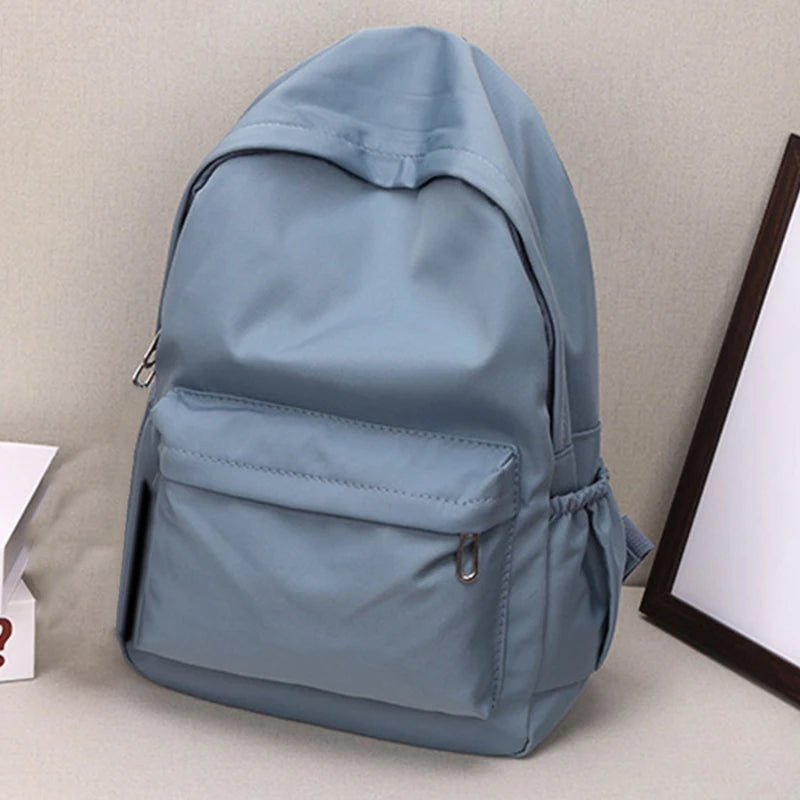 Women Schoolbag Waterproof Large Capacity School Backpack Smooth Zipper Solid Teens Girl Casual Daypack Bag Student Supply NEW