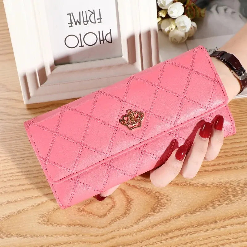 KISMIS Wallets for Women Cute Pink Pocket Womens Wallets Purses Plaid PU Leather Long Wallet Hasp Phone Bag Money Coin Pocket Ca