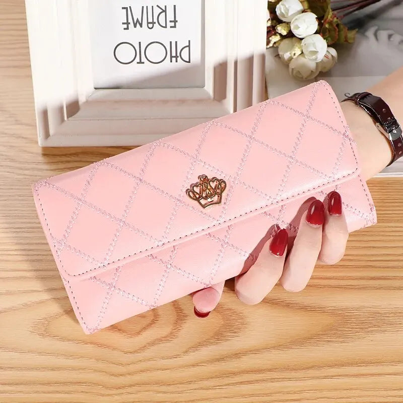 KISMIS Wallets for Women Cute Pink Pocket Womens Wallets Purses Plaid PU Leather Long Wallet Hasp Phone Bag Money Coin Pocket Ca