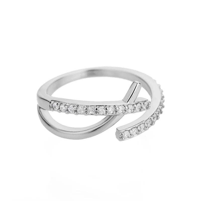 Lightning Rings For Women Stainless Steel Gold Plated Finger Ring 2023 Trend Zirconia Wedding Aesthetic Jewelry anillos mujer
