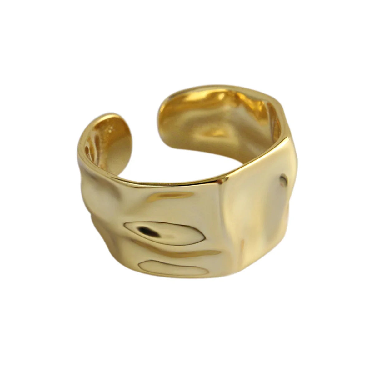 Concave-Convex Irregular Surface Wide Rings Men Women Vintage Jewelry Simple Retro Silver Color Metal Geometric Open Ring Gifts