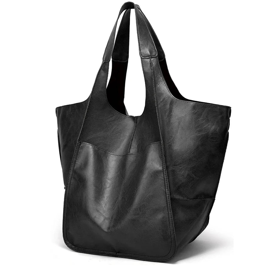 Fashionable and minimalist large bag with soft leather and large capacity shopping bag for women, one shoulder hand-held large b