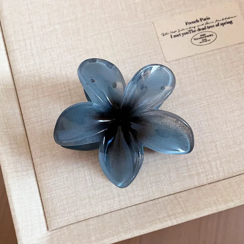 Gradient Cubic Plumeria Hair Claws for Women Hairpin Ins Style High Ponytail Holder Barrette Sweet Shark Clips Party Accessories