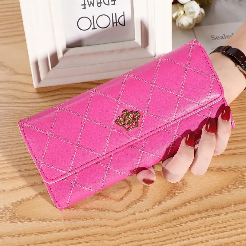 KISMIS Wallets for Women Cute Pink Pocket Womens Wallets Purses Plaid PU Leather Long Wallet Hasp Phone Bag Money Coin Pocket Ca
